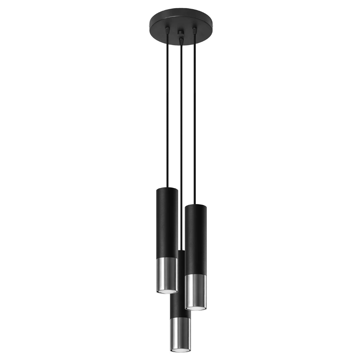 Suspension LOOPEZ 3P noir et chrome SL.0943, photo officielle Sollux
