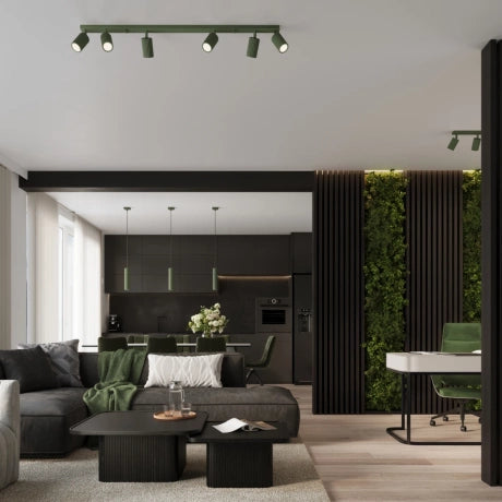 Ambiance intérieure avec suspension KARBON 1 vert olive
